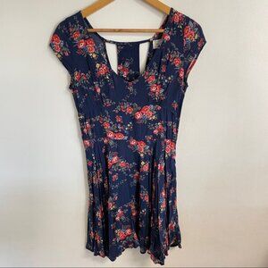 Abercrombie & Fitch Navy Floral Mini Dress with Back Cutout